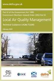 The cover of the Environment Act 1995 Local Air Quality Management policy guidance