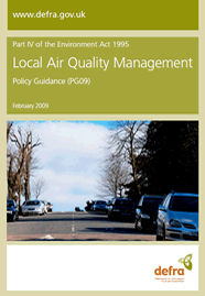 The cover of the Environment Act 1995 Local Air Quality Management Technical guidance